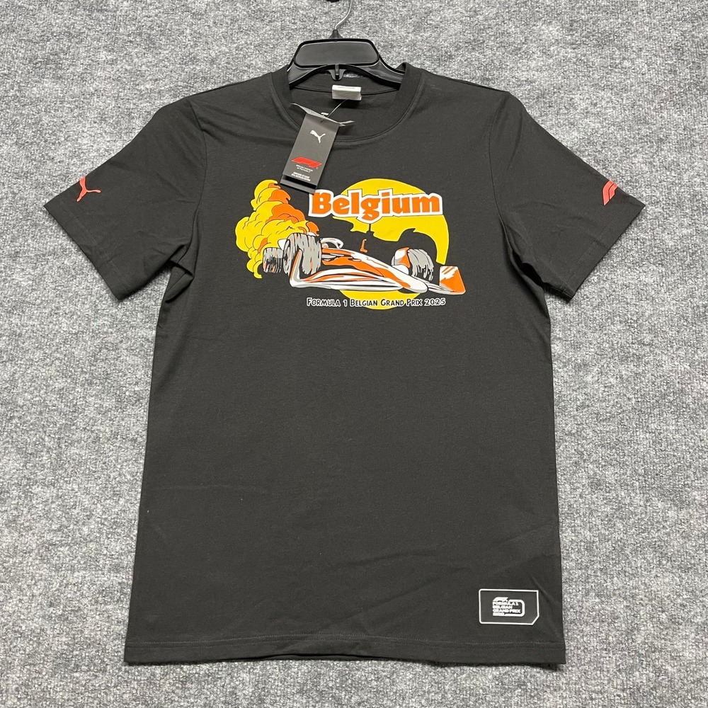 Formula 1 F1 Shirt Mens Small Black Belgian Grand Prix 2025 Graphic Puma Tee